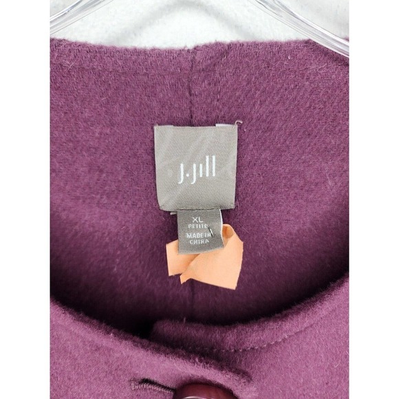 J Jill Boxy Sweater Jacket Purple Wool Angora Button Pockets Size XL Petite - Picture 5 of 10